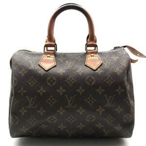 1円 良品 LOUIS VUITTON ヴィトン モノグラム スピーディ25 PVC レザー ハンド バッグ ブラウン h182