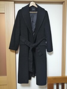 【USED】DRWCYS　ドロシーズ　ラップコート　　　ロングコート 黒　レディース　サイズ1　カシミア10%混