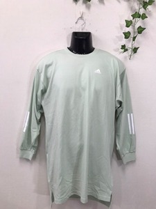 2452　【　adidas THREE STRIPES スリーストライプス　】スポーツウェア 長袖Ｔシャツ　サイズ：Ｍ　色：淡ミントグリーン