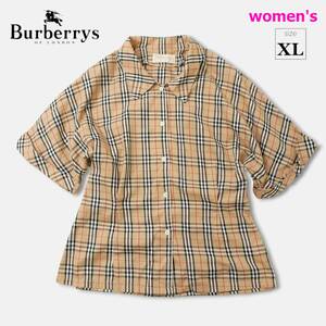 大人気のオールドバーバリー！【 Burberrys (XL) 】ノバチェック 半袖シャツ バーバリーズ レディース ブラウス