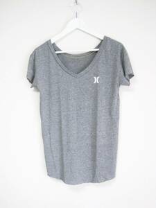 中古品 HURLEY ハーレー Vネック レディース プリント Tシャツ 杢グレー色系 タンクトップ リバーシブル