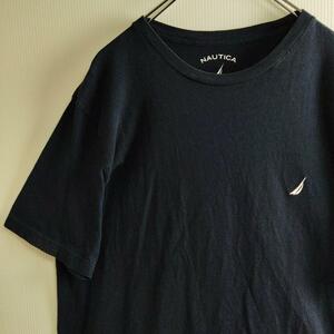 ノーティカ 半袖シャツ Tシャツ ネイビー 刺繍ロゴ コットン メンズL