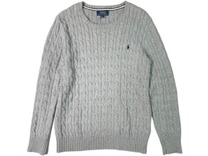 POLO RALPH LAUREN ポロ ラルフローレン セーター ニット トップス ケーブルニット ポニー 刺繍 メンズ グレー XL 大きいサイズ