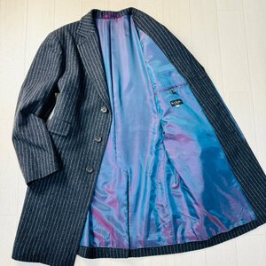 ほぼ未使用並/Mサイズ★ポールスミス/Paul Smith COLLECTION 起毛ウール チェスター コート ロング丈 ジャケット 光沢裏地 メンズ グレーST