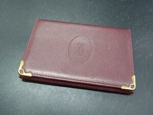 ■美品■ Cartier カルティエ レザー カードケース カード入れ パスケース 定期入れ ボルドー系 DG7583