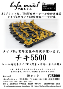 チキ5500　レール輸送車タイプC（関東・中部・東北仕様C）10両セット　Nゲージ　甲府モデル（パンケーキコンテナ）