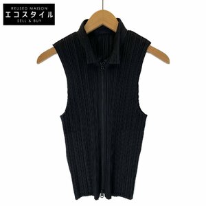 PLEATS PLEASE プリーツプリーズ ブラック PP04-JE384 ダブルZIP ベスト ブラック 3 ベスト ポリエステル レディース 中古