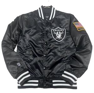 1円〜 希少 Tommy Hilfiger LAS VEGAS RAIDERS トミーヒルフィガー NFLレイダース スタジャン ナイロン 刺繍ワッペン S ブラック アメフト