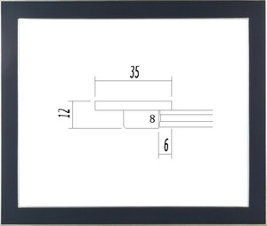 デッサン用額縁 木製フレーム UVカットアクリル仕様 7523 半切サイズ ブラック