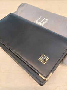 ZR+★644 美品 dunhill ダンヒル 長財布 レザー 二つ折り 財布 ウォレット 札入れ カード入れ メンズ ブラック