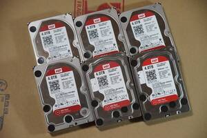 4TB HDD 6台セット SATA 3.5インチHDD 中古 WesternDigital WD40EFRX Red