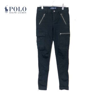 1D1625-W◆POLO RALPH LAUREN ポロ ラルフローレン スキニーカーゴパンツ ストレッチ カジュアル◆size:150/68A ブラック コットン 他