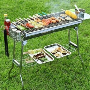 BBQコンロ 折りたたみ バーベキューツール ステンレス鋼 炭グリルポータブル 屋外