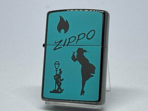 送料無料 ZIPPO[ジッポー]CLASSIC LOGO クラシックロゴ BK/TBL ブラックターコイズブルー 1201S853