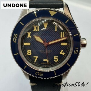 【可動品】UNDONE アンダーン ダイバーズウォッチ 316 オートマチック 防水 腕時計裏スケルトン 腕時計 文字盤 ネイビー色 専用箱付属