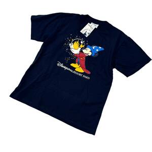 Disneyland Paris ディズニーランド パリ ミッキー Tシャツ 14 ネイビー デッドストック ポルトガル製 送料185円 24-0425