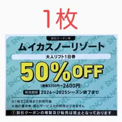 ⭐︎ムイカスノーリゾート 大人2名半額券1枚l