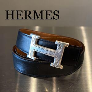 『HERMES』エルメス シルバー925 Hバックル リバーシブルベルト