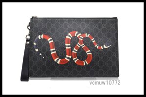 近年モデル希少美中古■GUCCI GGスプリーム スネーク レザー クラッチバッグ セカンドバッグ グッチ■0109mh302-3D