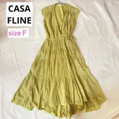 CASA FLINE コットンリネン イレヘム巻ドレス イエロー サイズフリー