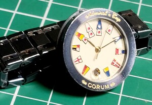 CORUM　コルム　アドミラルズカップ　ガンブルー　V52B　レディース　トップ　稼働　ブレス　リューズ不良　金パーツ無しのためジャンク品.