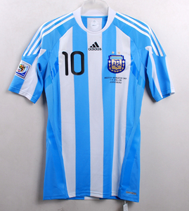 10W杯 アルゼンチン Argentina AFA(H) #10 メッシ Messi 選手用半袖 Techfit 2010南アフリカW杯 韓国戦仕様 M