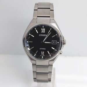 【86】稼働品 CITIZEN シチズン アテッサ CB1120-50G 電波ソーラー 腕時計 メンズ チタン 黒文字盤