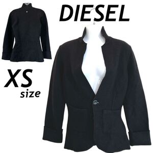 DIESEL ディーゼル レディース テーラードジャケット XS 毛 ウール 2WAY シングル RN93243 CA25594 ブラック系 (A24)★