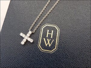 美品 HARRY WINSTON/ハリー・ウィンストン◆ミニクロスペンダントトップ/PPEDPREMCRMC◆Pt950 5.9g 46.5cm 購入証明書 元箱付