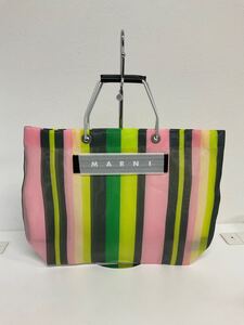 営AD914-100◆ 【新品・未使用】MARNI／マルニ フラワーカフェ ストライプ マルチカラー トートバッグ