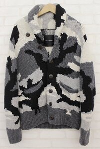 2J1010■1piu1uguale3 インターシャ handknit camo cargigan ハンドニットカーディガン