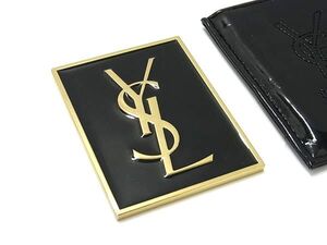 ■美品■ YVESSAINTLAURENT イヴサンローラン ハンドミラー コンパクトミラー 鏡 手鏡 レディース ブラック系 DG5170