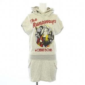 ヒステリックグラマー ワンピース スウェット ミニ フレンチスリーブ The Runaways Cherry Bomb FREE グレー 0113CO02 レディース