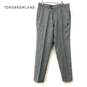 1I2682-W◆TOMORROWLAND トゥモローランド スラックスパンツ 裏地なし 千鳥柄 センタープレス きれいめカジュアル◆size:48 グレー系 毛 他