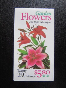 アメリカ切手帳　 Garden　Flowers　 5.8$　 29¢×20枚 未使用 