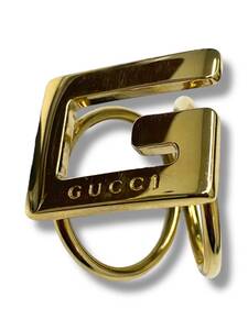 GUCCI グッチ G ROGO Scarf Ring Gロゴ スカーフリング スカーフ留め made in ITALY イタリア製 Gold ゴールドメッキ レディース