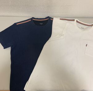 Paul Smith (ポールスミス)　丸首Tシャツ 2枚セット！　ワッフル素材 (ホワイト, ネイビー)