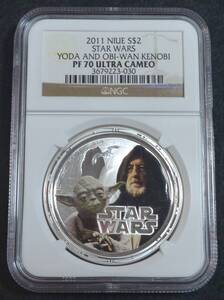 ☆★NIUE スターウォーズ 2Dollars 銀貨 NGC PF70 YODA AND OBI-WAN KENOBI★☆