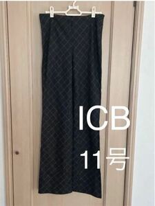 長身さんに　ICB ウール　チェック柄グレーパンツ　秋冬