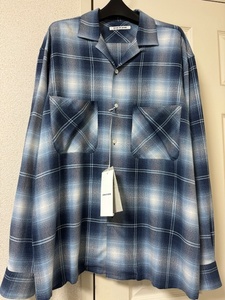 新品 未使用 サイズL SEVEN BY SEVEN OPEN COLLAR SHEER SHIRT L/S Blue セブン バイ セブン オープンカラー シアー シャツ L/S ブルー