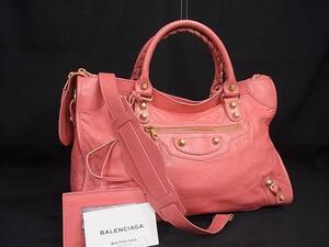 1円 ■美品■ BALENCIAGA バレンシアガ 281770 ジャイアント シティ レザー 2WAY ハンドバッグ ショルダーバッグ トート ピンク系 BJ6613