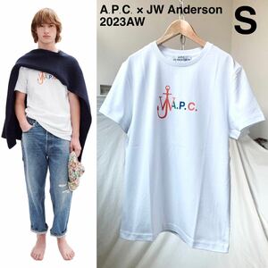 S 新品 2023AW A.P.C. X JW ANDERSON アンダーソン コラボ 厚手 ロゴ Anchor Tシャツ 定2.2万 白 ユニセックス メンズ APC 送料無料