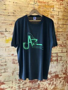 80s RUSSELL ATHLETIC PRINTED Tee MADE IN USA ヴィンテージ ビンテージ プリントTシャツ 黒Tシャツ アメリカ製 USA製 JAZZ 70s 送料無料