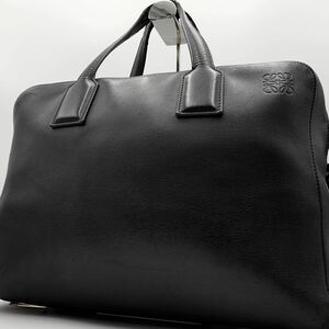 1円 現行モデル LOEWE ロエベ メンズ ビジネスバッグ トートバッグ ハンド 肩掛け アナグラム A4収納 大容量 ロゴ型押し レザー ブラック