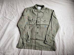 新品 19SS BACK BONE バックボーン Dropping Military Shirts ペイント加工 ドロッピング ミリタリー シャツ オリーブ L ●9