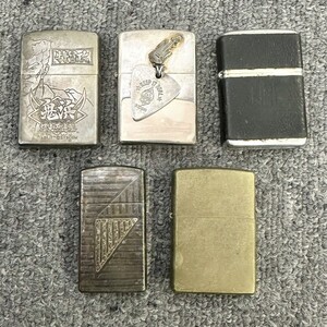 H044 まとめ ▲ Zippo ジッポー オイルライター 5点セット 爆走愚連隊 鬼浜 ギター ピック スリム 他 喫煙具 4点火花あり