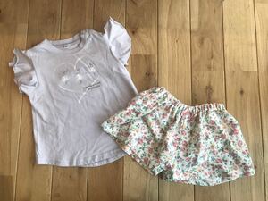 女の子 ベビー Tシャツ 花柄 ショートパンツ 80センチ セット