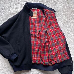 希少XLサイズ BARACUTA G9 スウィングトップ ハリントンジャケット ブルゾン メルトンウール 44 バラクータ ネイビー チェック メンズ