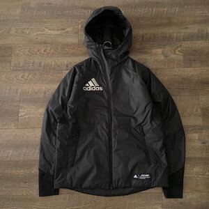 良品 定価12100円 adidas アディダス 変形ジップ 中綿 ジャケット ウインドブレーカー S 黒 ブルゾン ダウン 野球 トレーニング メンズ