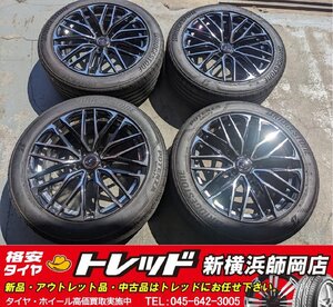 新横浜師岡 中古アルミタイヤSET 4本 LEONIS SK 18インチ8.0J-5穴114.3+42PBMC ＆ BRIDGESTONE POTENZA S007A 225/50R18 カローラクロス等